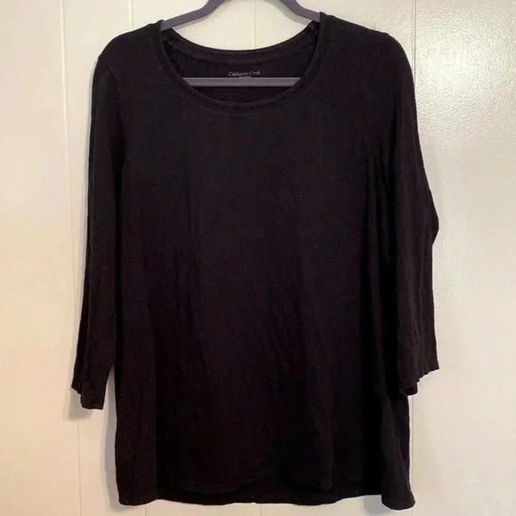 Coldwater Creek Black 3/4 Sleeve Top/Tunic in Size XL/16. - Picture 1 of 10